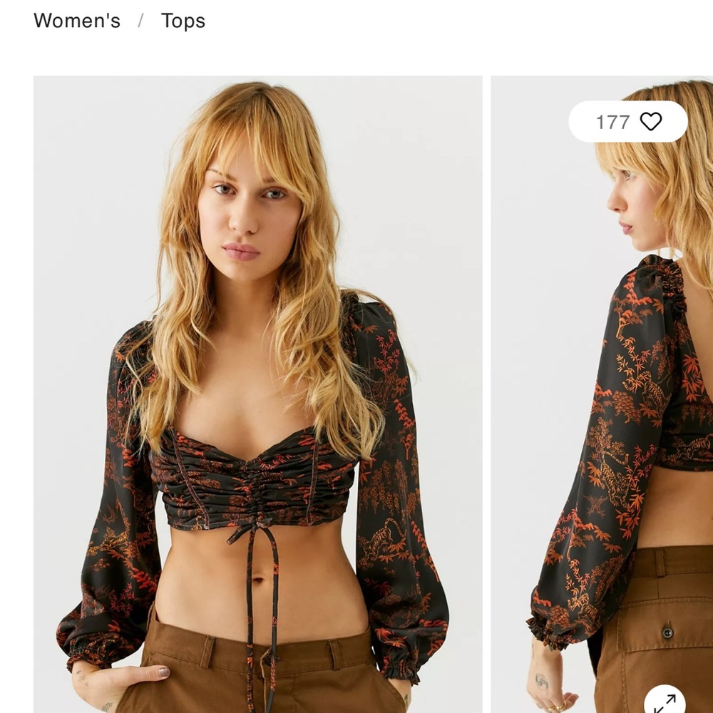 UO Caroleena Cropped Puff Sleeve Blouse